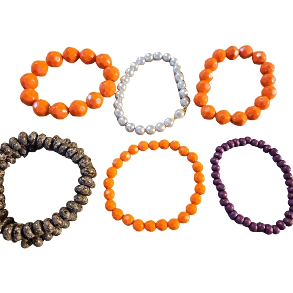 Lot 6 Pieces Colorful Beaded Bracelet Set